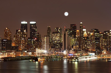 中城曼哈顿天线景观旅行正方形水路蓝色市中心自由月亮城市地标图片