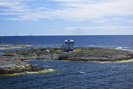 瑞典群岛房子支撑风景海岸天空海浪悬崖海洋乐趣岩石图片