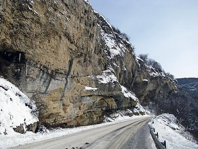 岩石;冬季;雪;道路;救济;自然图片