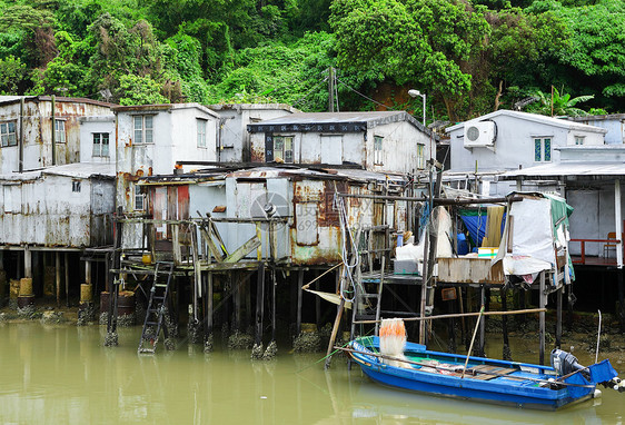 Tai O钓鱼村 香港有高楼小屋棚户区窝棚场景天空钓鱼房子住宅旅行木头村庄图片