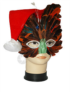 配有圣塔帽和羽毛面具的曼奈昆人图片