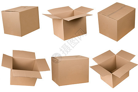 开放和封闭的纸箱产品回收环境储存棕色货运标签运输船运盒子图片