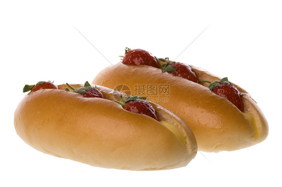 孤立的草莓面包包子午餐食物棕色面包烘烤小吃饮食早餐馒头图片
