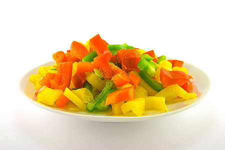 被粉碎的辣椒团体蔬菜营养胡椒食物饮食盘子沙拉厨房橙子图片