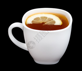 茶杯加黑墨柠檬图片
