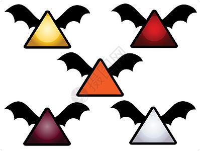 万圣节带有蝙蝠翅膀的警示标志插画