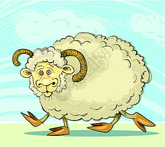 滑滑的公羊插图十二生肖牧场财富羊毛艺术内存卡通片农场八字图片