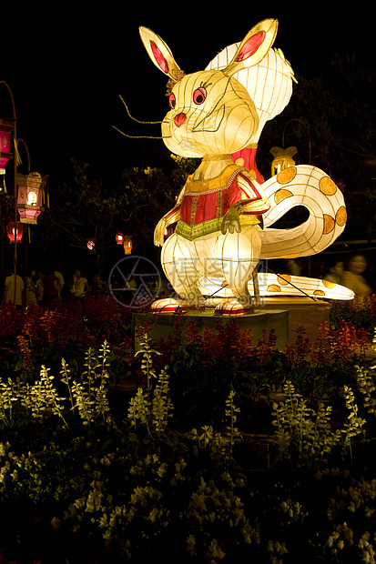 中国动物Zodiac灯节日传统宗教精神上帝寺庙兔子信仰月球灯笼图片