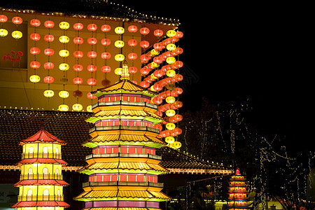 中国新年绿灯明上帝遗产灯笼节日寺庙文化信仰宗教月球精神图片