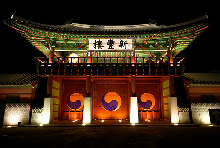 朝鲜传统夜间门(韩国传统大门)图片