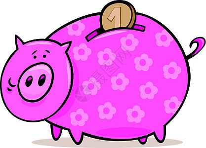 养猪银行储蓄硬币存钱罐粉色卡通片漫画鼻子现金盒子插图图片