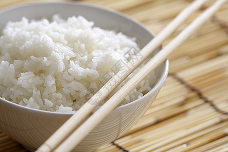 大米饭碗食物竹子淀粉筷子白色主食图片