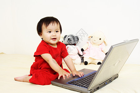 可爱的宝宝女儿儿童婴儿女儿们互联网孩子电脑童年女性技术图片