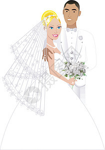 婚礼邀请模板 6牙裔种族丈夫花朵皇冠燕尾服珍珠男人肩带裙子图片