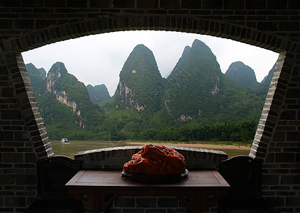 中国的桂林风景家园框架日落顶峰树木食物劳动窗户爬坡旅行图片