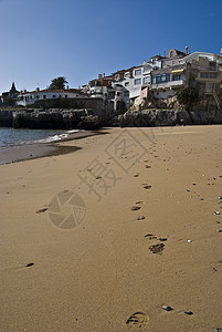 卡斯凯岛海滩太阳海浪树木堡垒手掌假期海滩支撑休息码头图片