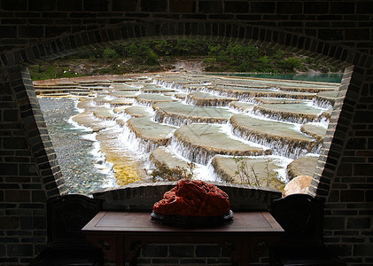 中国利江的风景公园旅游场地土地灯笼农场反射观光溪流风景农村图片