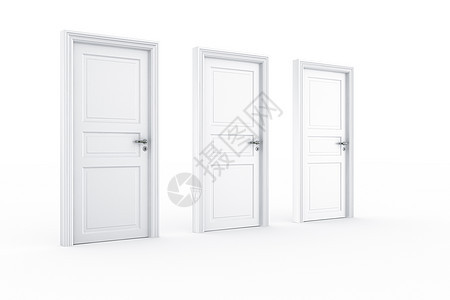 3扇门锁孔计算机入口框架白色图片
