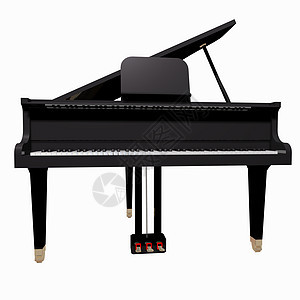 白种背景的格朗钢琴孤立插图数字化娱乐键盘乐器钥匙艺术钢琴黑色白色图片