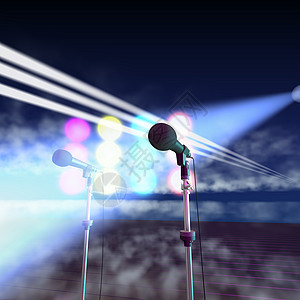 台上的扩音器水平爵士乐体积金属紫色大厅娱乐歌手技术流行音乐图片