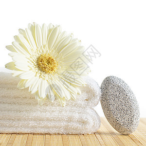 斯帕场景治疗卫生护理福利宏观优雅石头奢华毛巾白色图片