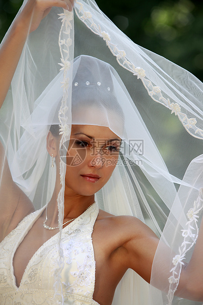 美丽的新娘婚礼面纱女孩钻石已婚生活项链女士图片