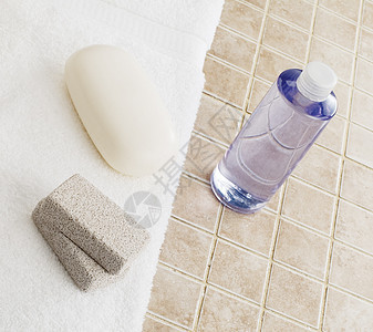 Spa 显示浴室洗澡护理福利洗剂化妆品卫生地面浮石宏观图片