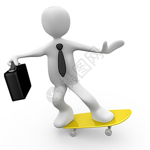 滑板上的商务人士插图灵活性滑冰平衡计算机木板公司人士商务卡通图片