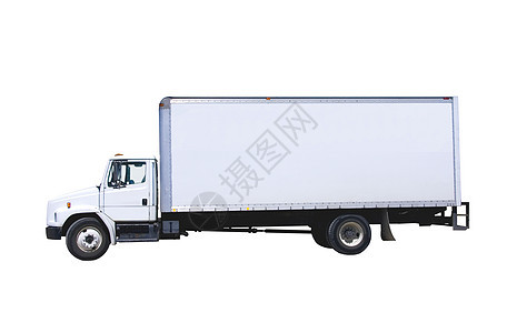孤立的白色运白卡车货车卡车送货运输汽车货运船运货物加载车辆图片