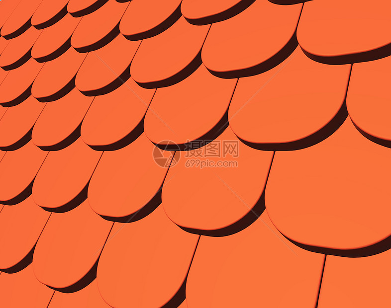 屋顶陶瓷红色平铺房子财产3d材料防风雨建筑制品图片