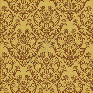无缝棕褐花壁纸古董棕色装饰品纺织品丝绸墙纸花朵风格漩涡插图图片