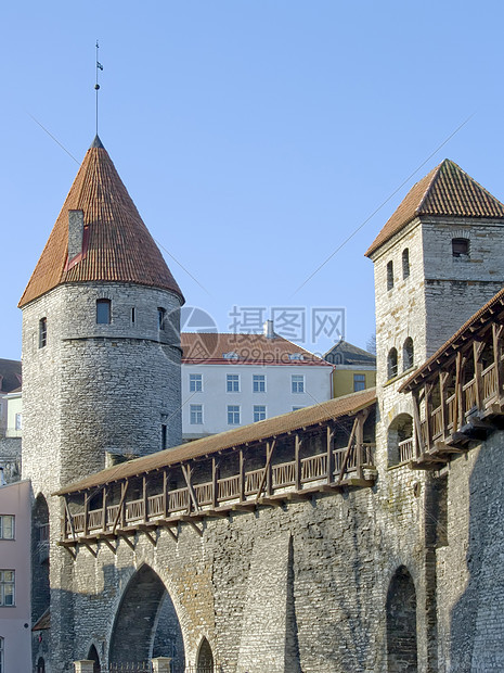 中世纪加固工事和爱沙尼亚首都塔林的塔塔建筑学房子风向标旅游石头城市历史古董城堡建筑图片