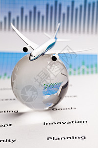 旅行概念 客机飞机场飞机技术圆形全球乘客运输世界国际插图背景图片