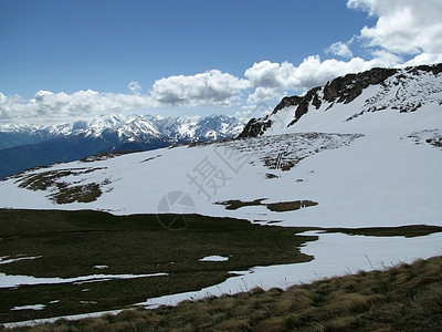 主要高加索山脊一条路线解脱全景草甸旅游冰川文件植物群距离旅行图片