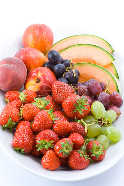 水果盘饮食营养盘子红色食物蓝色黄色绿色热带橙子图片