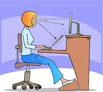 计算机工作女士椅子办公室卫生操作电脑插图身体说明药品图片