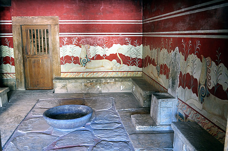 Knossos Crete的考古遗址废墟文明壁画历史建筑学考古学古董历史性游客神话图片