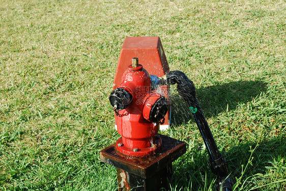 红消防水合剂预防斗争安全花园公用事业管子消防栓民众插头软管图片