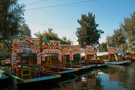 墨西哥城Xochimilco号船运河休闲拉丁码头血管追求蔬菜旅行游客文化背景图片