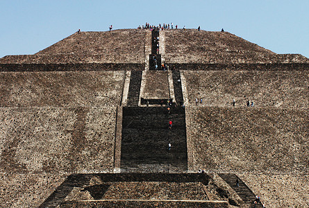 墨西哥Teotihuacan金字塔寺庙石头太阳月亮牙裔游客楼梯考古学文化图片