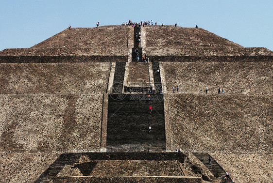 墨西哥Teotihuacan金字塔寺庙石头太阳月亮牙裔游客楼梯考古学文化图片