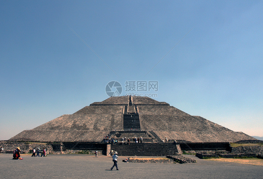 墨西哥Teotihuacan寺庙月亮城市废墟文化楼梯石头金字塔脚步考古学图片