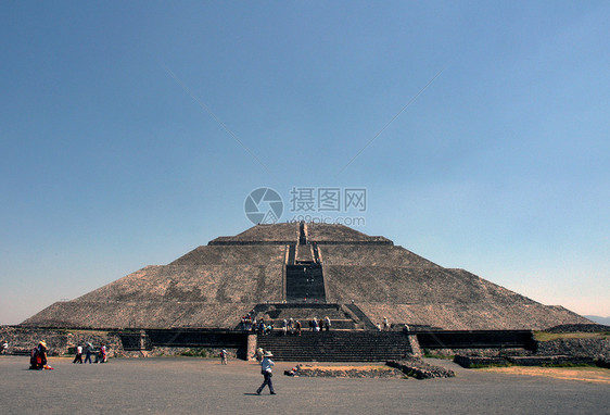 墨西哥Teotihuacan寺庙月亮城市废墟文化楼梯石头金字塔脚步考古学图片