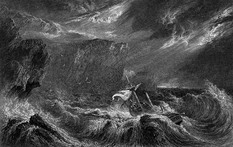 在暴风海中遇难船只图片
