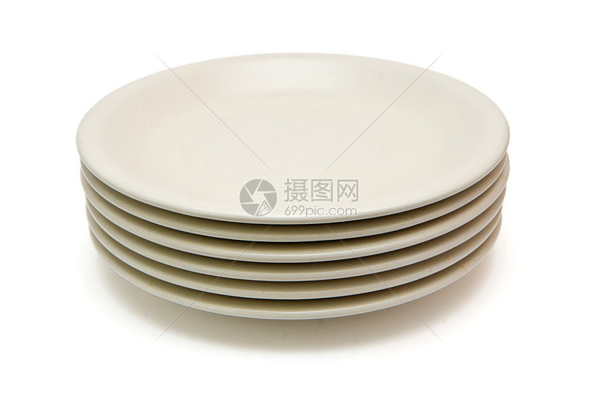 孤立的平面米色餐盘堆叠式餐盘图片