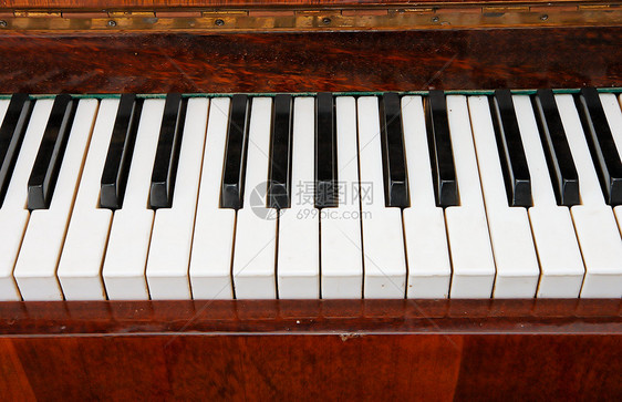 旧钢琴结晶黑白键宏观艺术键盘音乐乐器白色黑色钥匙木头图片