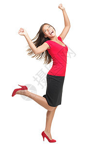 欣欣喜的女子欢乐的舞蹈图片