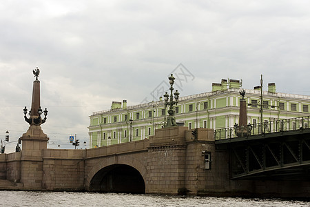 Troizkiy桥城市天空白色花岗岩绿色蓝色街道图片