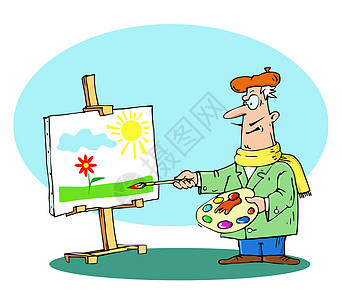 艺术家绘画插图工艺紫色调色板绿色创造力画笔飞溅叶子红色图片
