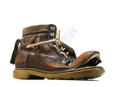 旧的和勃朗肯鞋鞋带街道幻灭惊喜时尚欺骗垃圾尘土意外皮革图片
